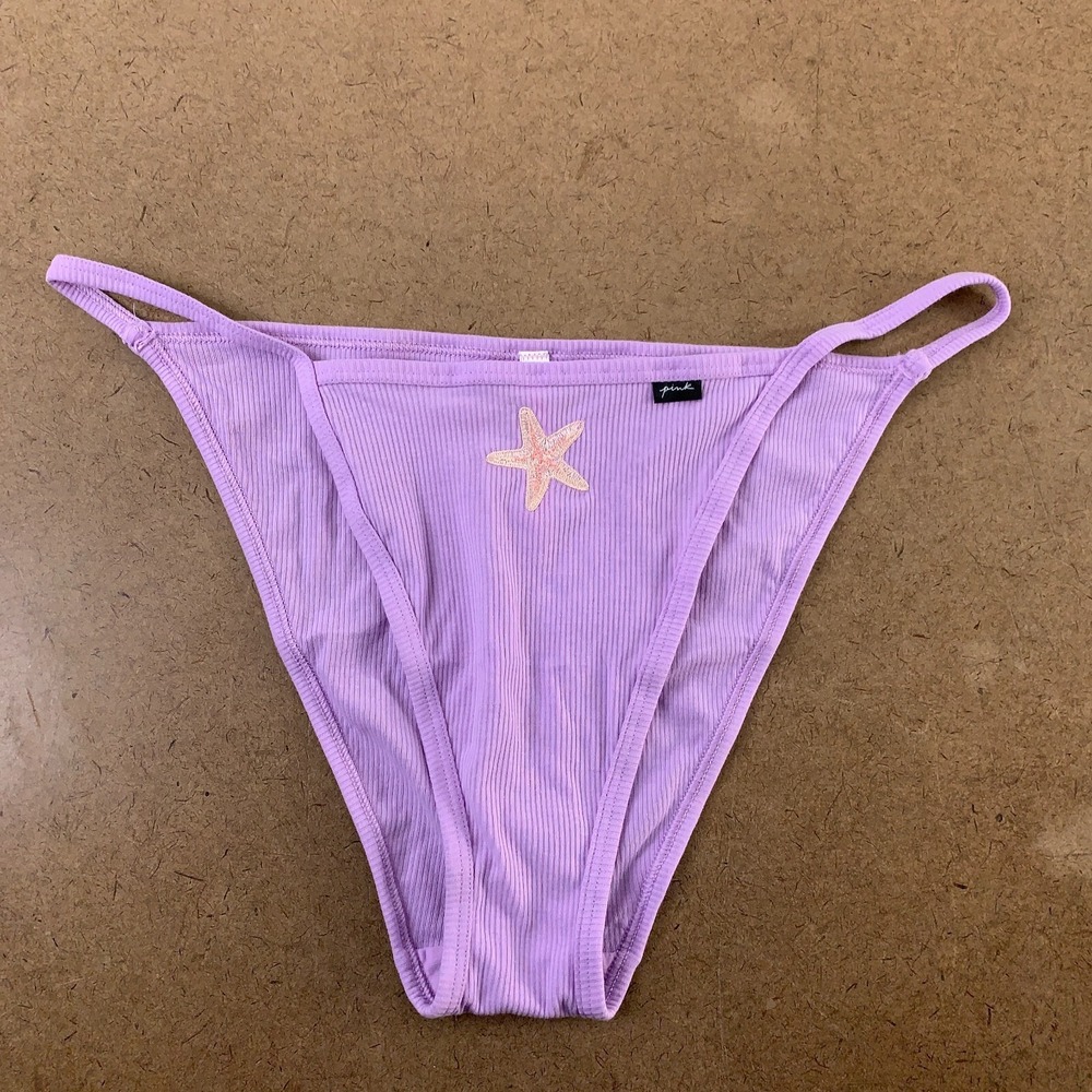 PINK Victoria's Secret Women's XL Lilac Rib Knit Bikini Panty NWT